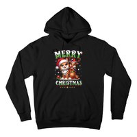 Merry Christmas Cat & Reindeer Santa Fairy Lights Xmas Tank Top Hoodie