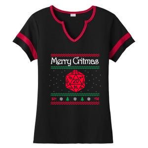 Merry Critmas Christmas D20 Rpg Board Game Role Play Ladies Halftime Notch Neck Tee