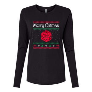 Merry Critmas Christmas D20 Rpg Board Game Role Play Womens Cotton Relaxed Long Sleeve T-Shirt