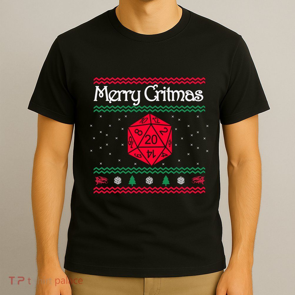 Merry Critmas Christmas D20 Rpg Board Game Role Play T-Shirt