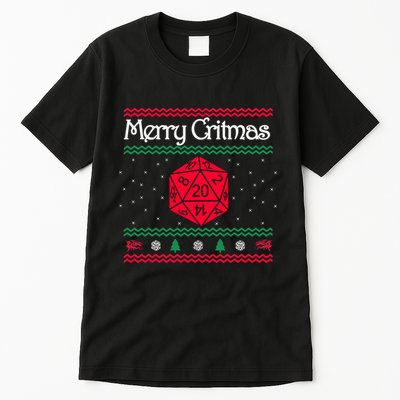 Merry Critmas Christmas D20 Rpg Board Game Role Play Tall T-Shirt