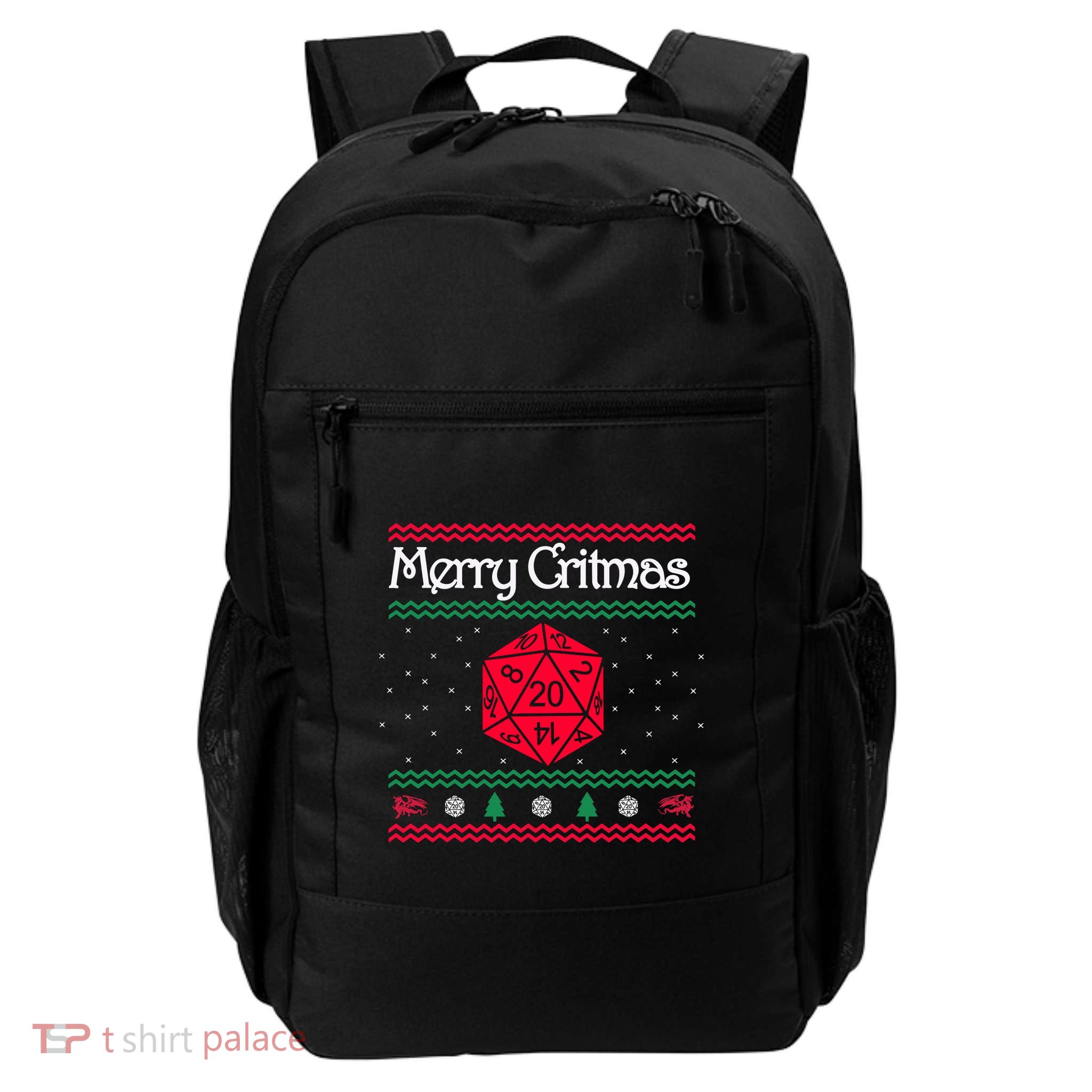 Merry Critmas Christmas D20 Rpg Board Game Role Play Backpack