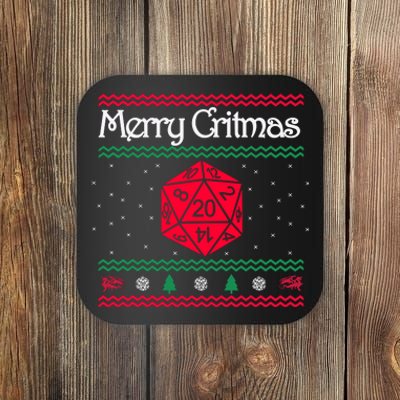 Merry Critmas Christmas D20 Rpg Board Game Role Play Coaster