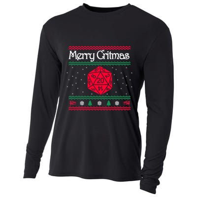 Merry Critmas Christmas D20 Rpg Board Game Role Play Cooling Performance Long Sleeve Crew