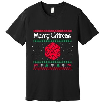 Merry Critmas Christmas D20 Rpg Board Game Role Play Premium T-Shirt
