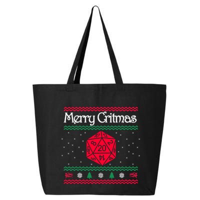 Merry Critmas Christmas D20 Rpg Board Game Role Play 25L Jumbo Tote