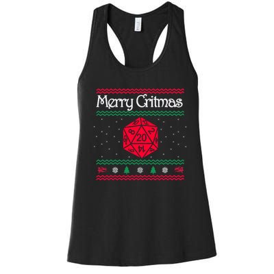 Merry Critmas Christmas D20 Rpg Board Game Role Play Women's Racerback Tank