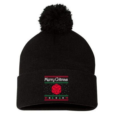 Merry Critmas Christmas D20 Rpg Board Game Role Play Pom Pom 12in Knit Beanie