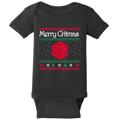 Merry Critmas Christmas D20 Rpg Board Game Role Play Baby Bodysuit