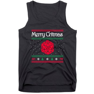Merry Critmas Christmas D20 Rpg Board Game Role Play Tank Top