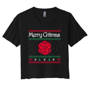 Merry Critmas Christmas D20 Rpg Board Game Role Play Women's Crop Top Tee