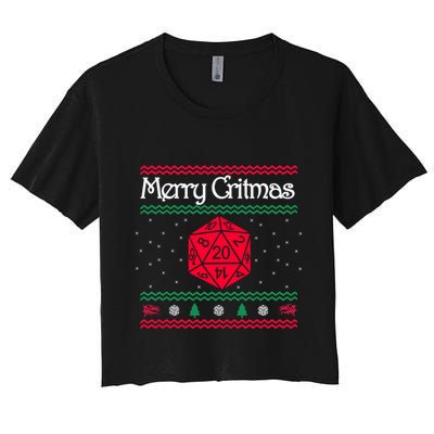 Merry Critmas Christmas D20 Rpg Board Game Role Play Crop Top