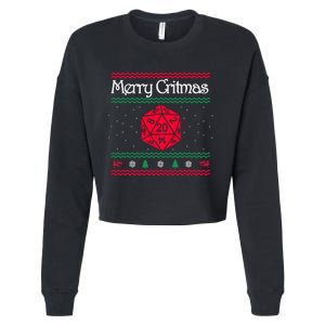 Merry Critmas Christmas D20 Rpg Board Game Role Play Cropped Pullover Crew