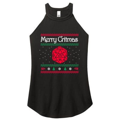 Merry Critmas Christmas D20 Rpg Board Game Role Play Women's Perfect Tri Rocker Tank