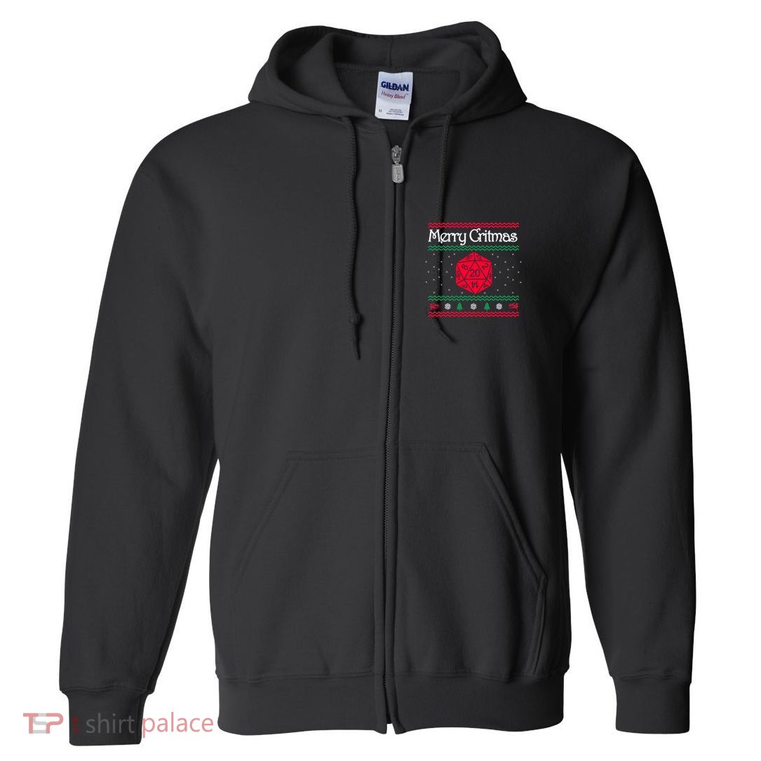 Merry Critmas Christmas D20 Rpg Board Game Role Play Full Zip Hoodie