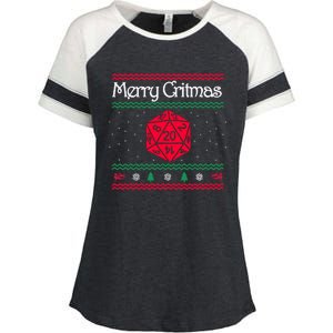 Merry Critmas Christmas D20 Rpg Board Game Role Play Enza Ladies Jersey Colorblock Tee