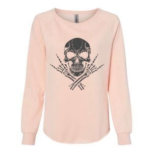 Mano Cornuta Cool Music Skull Rocker Greeting Grey Skull Womens California Wash Sweatshirt