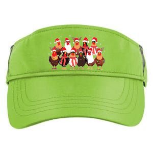 Merry Christmas Chicken Santa Reindeer Farm Animal Xmas Long Sleeve Adult Drive Performance Visor