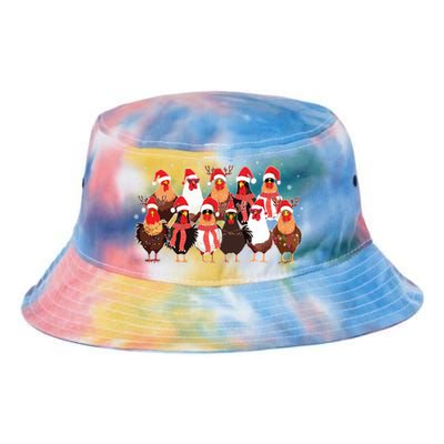 Merry Christmas Chicken Santa Reindeer Farm Animal Xmas Long Sleeve Tie Dye Newport Bucket Hat