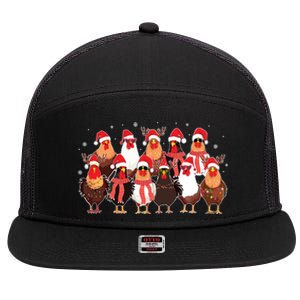 Merry Christmas Chicken Santa Reindeer Farm Animal Xmas Long Sleeve 7 Panel Mesh Trucker Snapback Hat