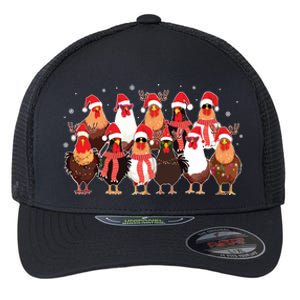 Merry Christmas Chicken Santa Reindeer Farm Animal Xmas Long Sleeve Flexfit Unipanel Trucker Cap