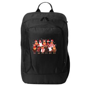 Merry Christmas Chicken Santa Reindeer Farm Animal Xmas Long Sleeve City Backpack