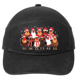 Merry Christmas Chicken Santa Reindeer Farm Animal Xmas Long Sleeve 7-Panel Snapback Hat