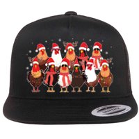 Merry Christmas Chicken Santa Reindeer Farm Animal Xmas Long Sleeve Flat Bill Trucker Hat