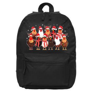 Merry Christmas Chicken Santa Reindeer Farm Animal Xmas Long Sleeve 16 in Basic Backpack