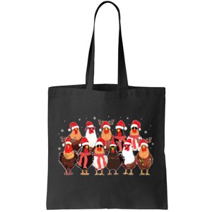 Merry Christmas Chicken Santa Reindeer Farm Animal Xmas Long Sleeve Tote Bag