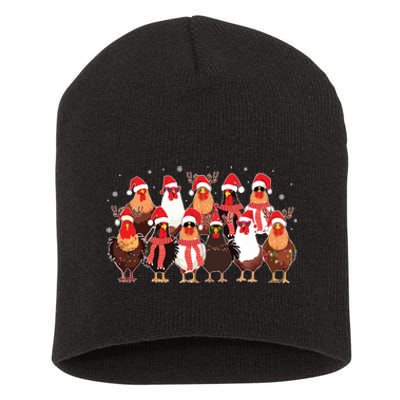 Merry Christmas Chicken Santa Reindeer Farm Animal Xmas Long Sleeve Short Acrylic Beanie