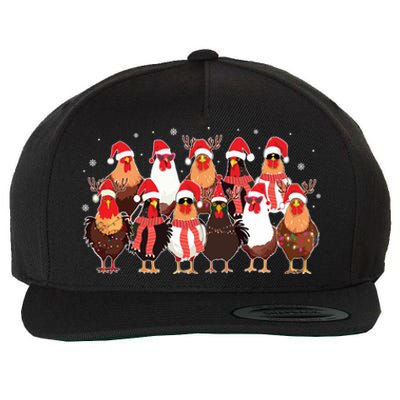 Merry Christmas Chicken Santa Reindeer Farm Animal Xmas Long Sleeve Wool Snapback Cap