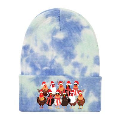 Merry Christmas Chicken Santa Reindeer Farm Animal Xmas Long Sleeve Tie Dye 12in Knit Beanie