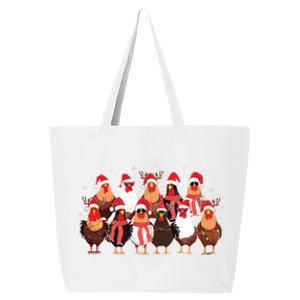 Merry Christmas Chicken Santa Reindeer Farm Animal Xmas Long Sleeve 25L Jumbo Tote