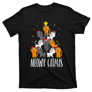 Meowy Catmas Cat Christmas Tree Xmas T-Shirt