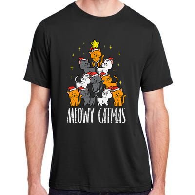 Meowy Catmas Cat Christmas Tree Xmas Adult ChromaSoft Performance T-Shirt