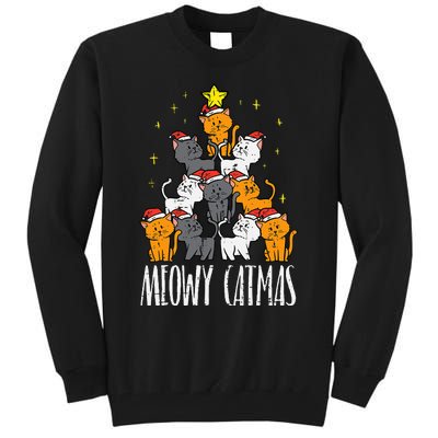 Meowy Catmas Cat Christmas Tree Xmas Tall Sweatshirt