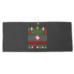 Merry Christmas Cute Santa Ugly Gift Large Microfiber Waffle Golf Towel