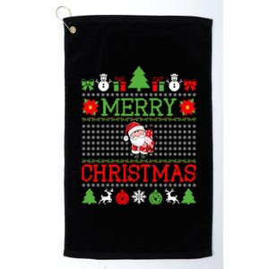 Merry Christmas Cute Santa Ugly Gift Platinum Collection Golf Towel