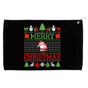 Merry Christmas Cute Santa Ugly Gift Grommeted Golf Towel