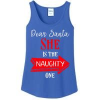 Matching Christmas Couples Sweater She Is The Naughty One Gift Ladies Essential Tank