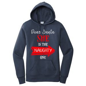 Matching Christmas Couples Sweater She Is The Naughty One Gift Women's Pullover Hoodie