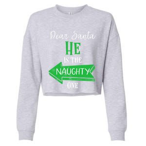 Matching Christmas Couples Sweater He Is The Naughty One Gift Cropped Pullover Crew