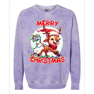 Merry Christmas Christmas Reindeer Christmas Lights Tangled Tank Top Colorblast Crewneck Sweatshirt