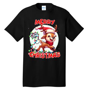 Merry Christmas Christmas Reindeer Christmas Lights Tangled Tank Top Tall T-Shirt