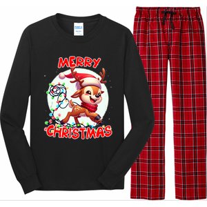 Merry Christmas Christmas Reindeer Christmas Lights Tangled Tank Top Long Sleeve Pajama Set