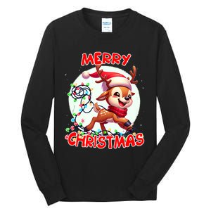 Merry Christmas Christmas Reindeer Christmas Lights Tangled Tank Top Tall Long Sleeve T-Shirt