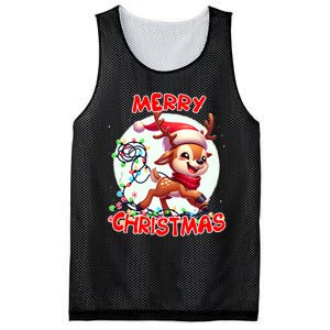 Merry Christmas Christmas Reindeer Christmas Lights Tangled Tank Top Mesh Reversible Basketball Jersey Tank