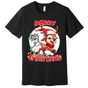 Merry Christmas Christmas Reindeer Christmas Lights Tangled Tank Top Premium T-Shirt