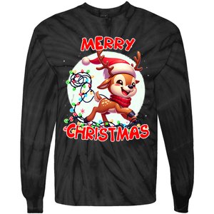 Merry Christmas Christmas Reindeer Christmas Lights Tangled Tank Top Tie-Dye Long Sleeve Shirt